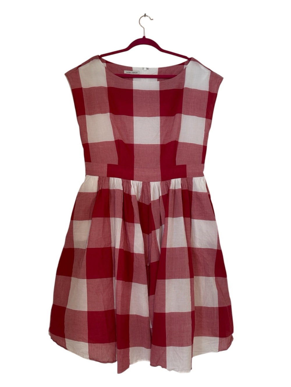Laura Ashley | Red & White Checkered Plaid Dress 100% Cotton